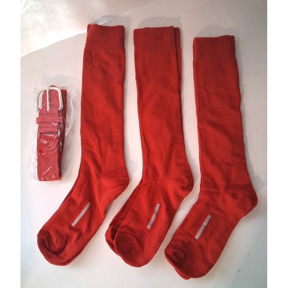 Youth Adjustable Baseball Belt & 3 pair Socks Red New Little League